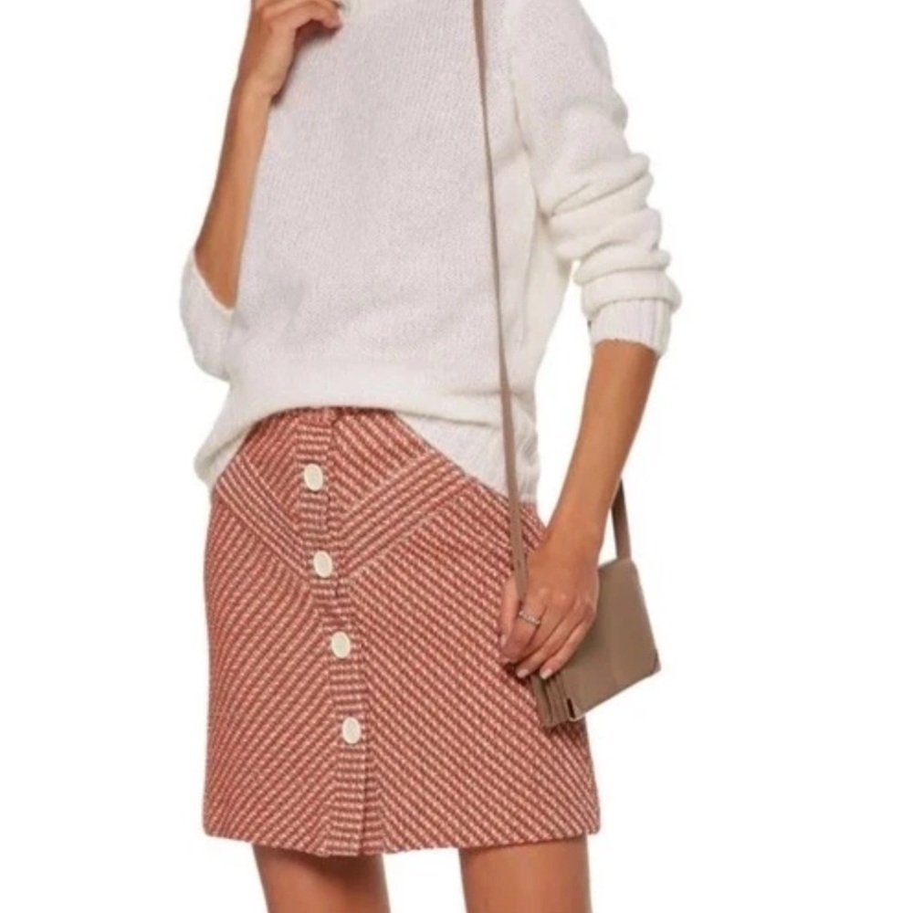 Maje Red and White Patterned Skirt